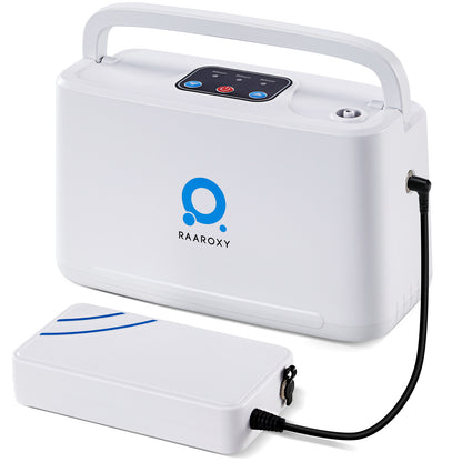 RAAROXY 3L/min Portable Continuous Flow Oxygen Concentrator RS01-with 2 Batteries