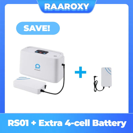 RAAROXY 3L/min Portable Oxygen Concentrator RS01+Extra 4-Cell Battery