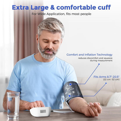 RAAROXY fda 510k Upper Arm Electronic Blood Pressure Monitor,2 Size Cuffs M/L 9"-17" and XL 13"-21",Extra Large Cuff Blood Pressure Monitor with LCD Backlit for Home Use(BatteryNot Included) - DEALER