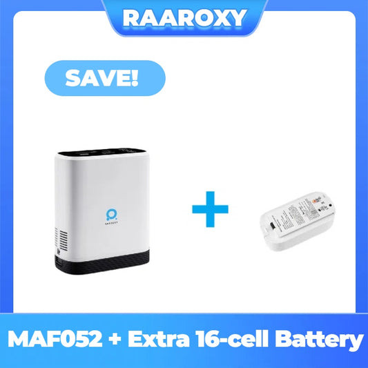 RAAROXY 5L Portable Oxygen Concentrator MAF052+Extra 16-Cell Battery